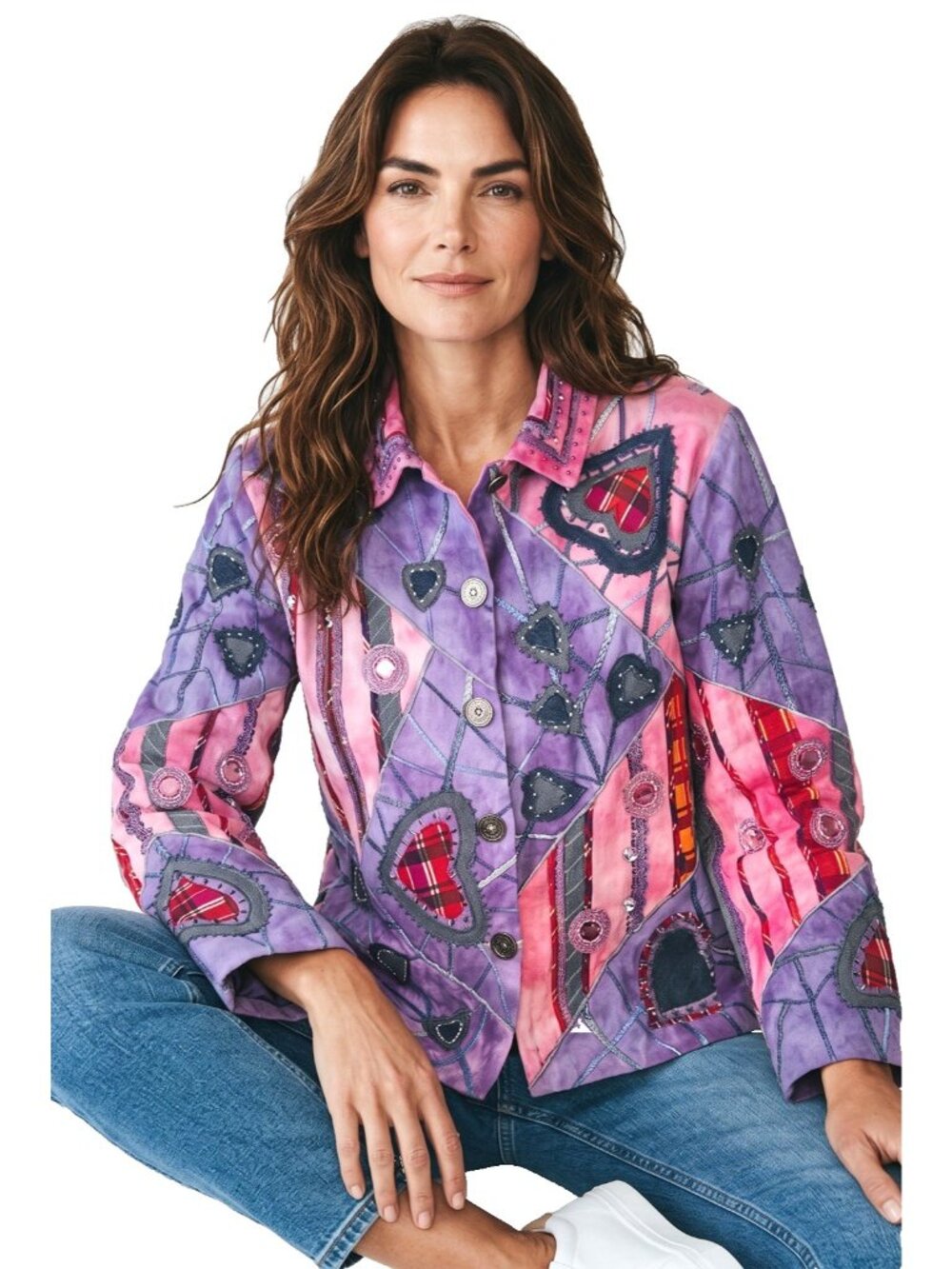 vtg Drapers & Damons Art to Wear Jacket Embroidered Patchwork Bright L